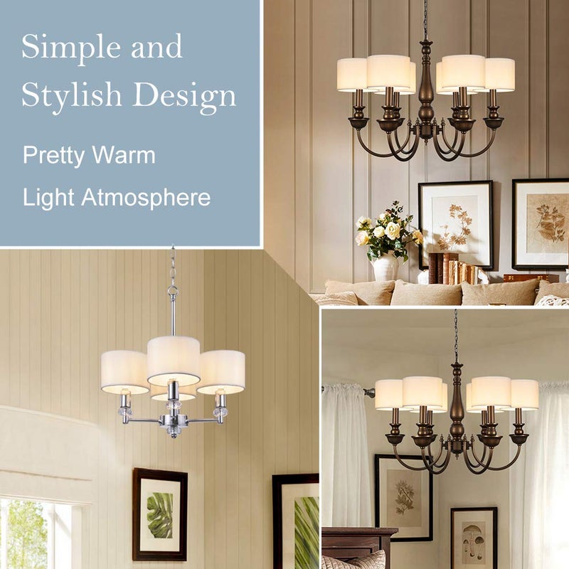 Wellmet Small Lamp Shades,ONLY for Candle Bulbs,Clip-on Drum Mini Lampshades,Set of 6, 5.5"x 5.5"x5",Cream White - Image 5